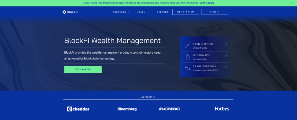 Blockfi has a slick landing page